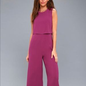 Lulu’s magenta backless jumpsuit